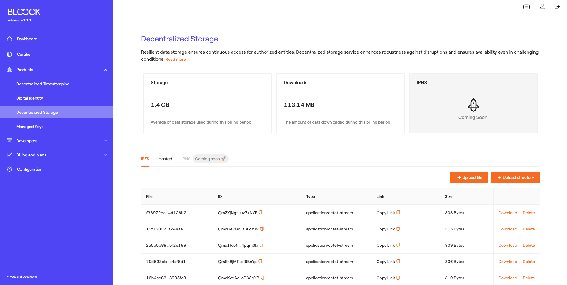 Decentralized Storage IPFS